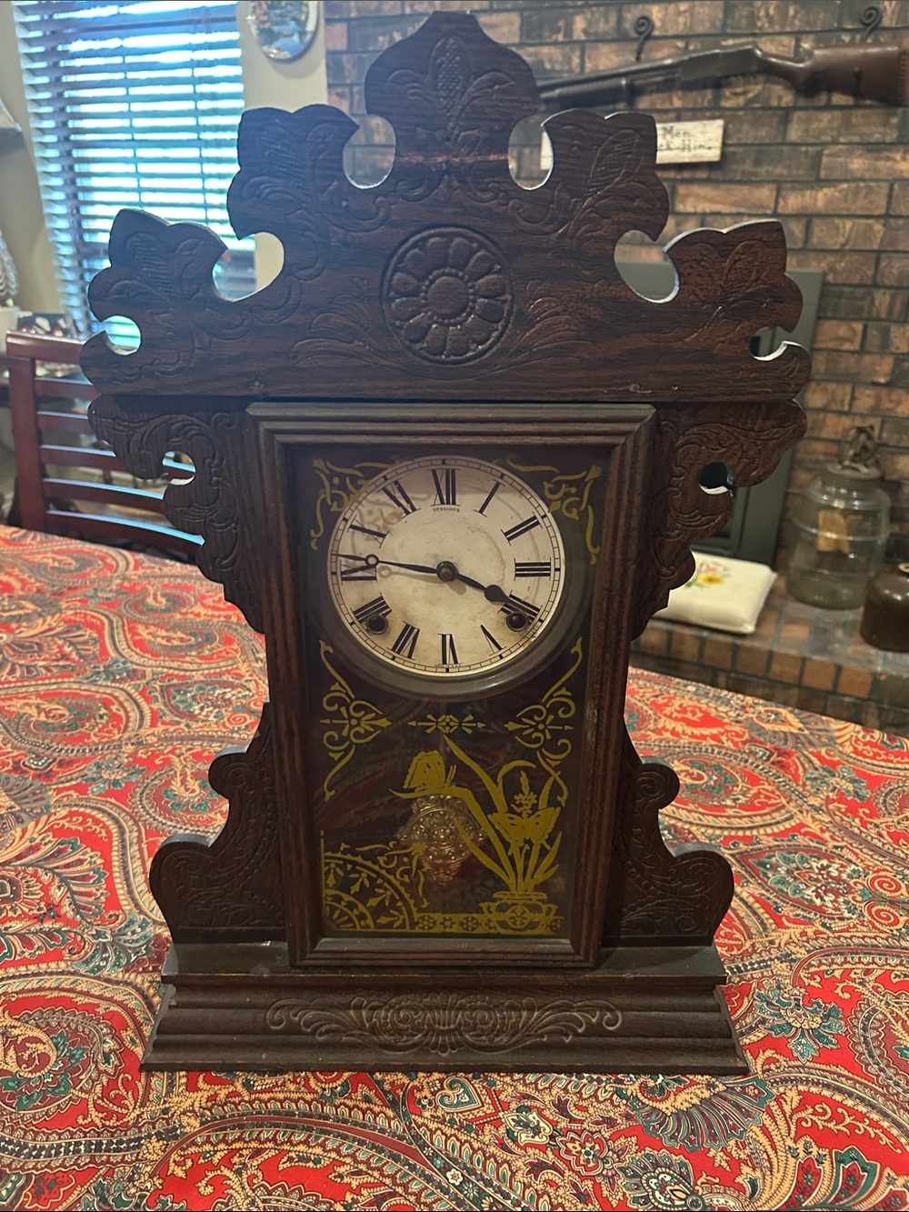 Antique 19th Century Gingerbread Mantel Clock-William L. Gilbert Clock Company